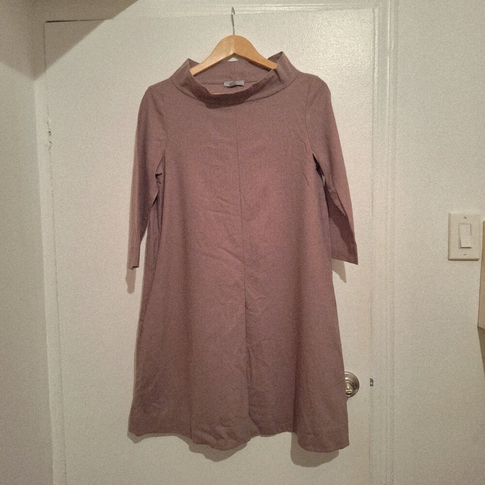 COS wool tunic dress with a wide neck stand-up collar size S / 6 / 36 mauve